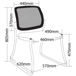 ST Maxi Mesh Back Sled Base Hospitality Chair - Black