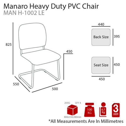 MA Manaro Chrome Sled Base PU Chair