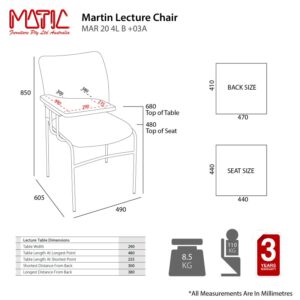 MA Martin Chrome Leg Stackable Meshback Lecture Chair