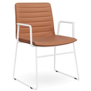 DD Nikola Sled base Chair with Arm Rest in White Frame
