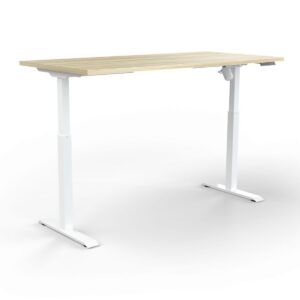 OL Quick Stand Desk in New Oak Top with White Base